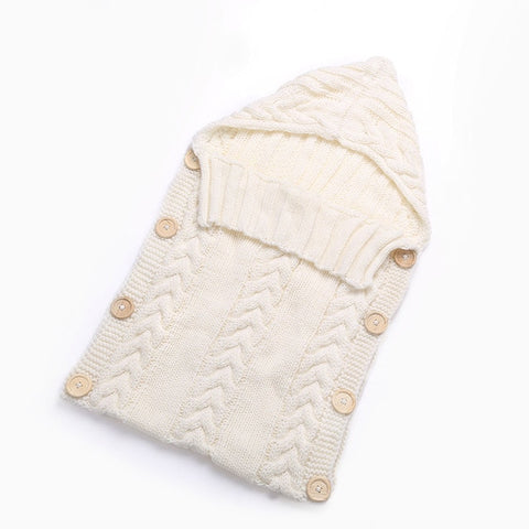Image of Knitted Crochet Hooded  baby Sleeping bag