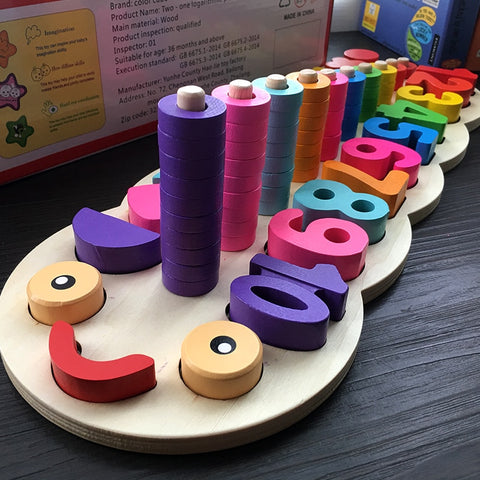 Image of Children Wooden Educational Game of Numbers and Shapes