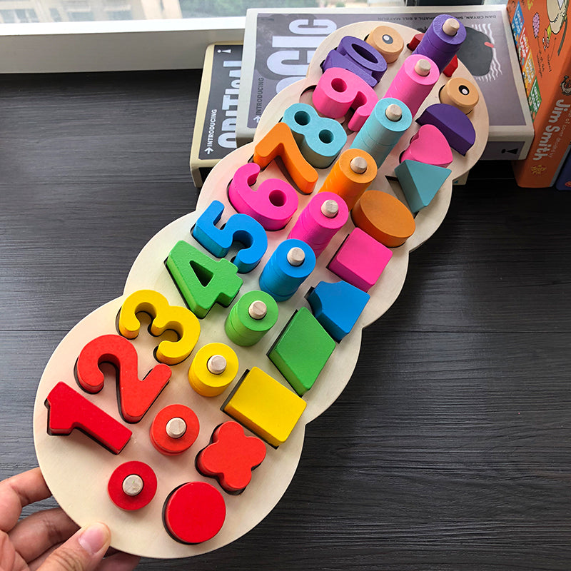 Children Wooden Educational Game of Numbers and Shapes