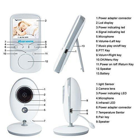Image of Wireless Video Baby Monitor with Temp & Night Vision