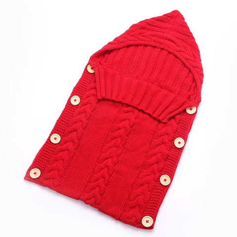 Image of Knitted Crochet Hooded  baby Sleeping bag