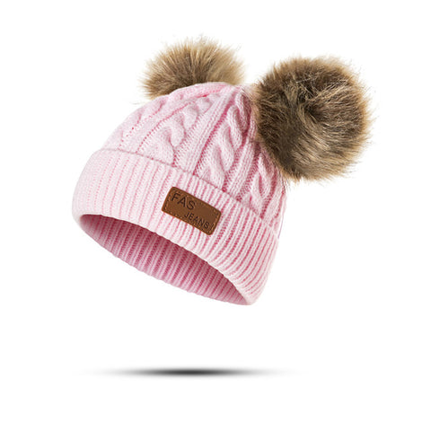 Image of Knitted Baby Pom Pom Thick Winter Beanie